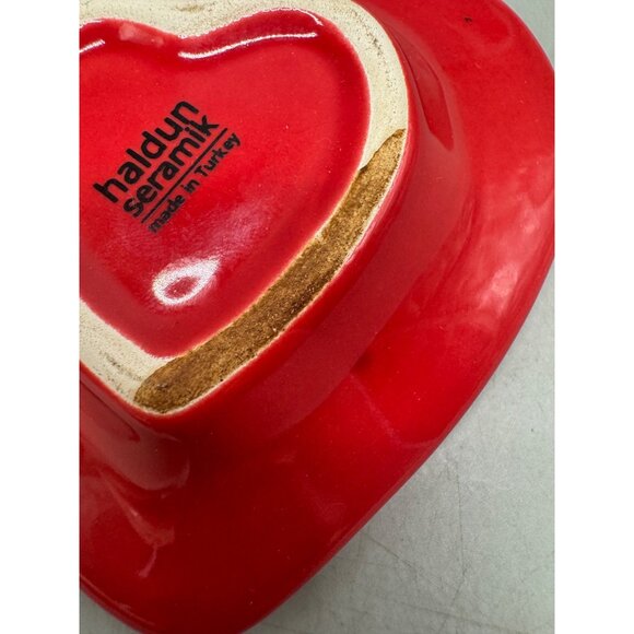 Haldun Seramik Heart-Shaped Decorative Ceramic Dish Red Turkish Pottery READ - Picture 5 of 6